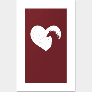 Heart with Horse Silhouette - Distresses Horseback Riding Equestrian Gift Posters and Art